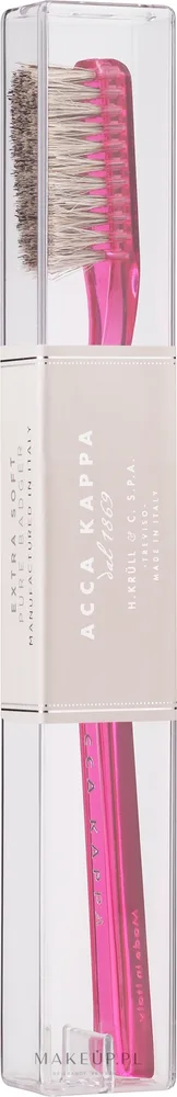 Щётка зубная Acca Kappa Extra Soft Pure Bristle, очень мягкая, с натуральной щетиной, ручная работа, розовая, 1 шт