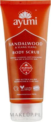 Ayumi скраб для тела расслабляющий Sandalwood and Ylang Ylang 200 мл, скраб с сандалом и иланг-илангом, пилинг для тела с маслом жожоба