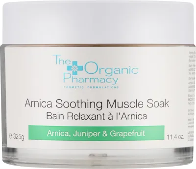 The Organic Pharmacy Arnica Soothing Muscle Soak соль для ванн с арникой расслабляющая 325 г, ванна после спорта с можжевельником и грейпфрутом