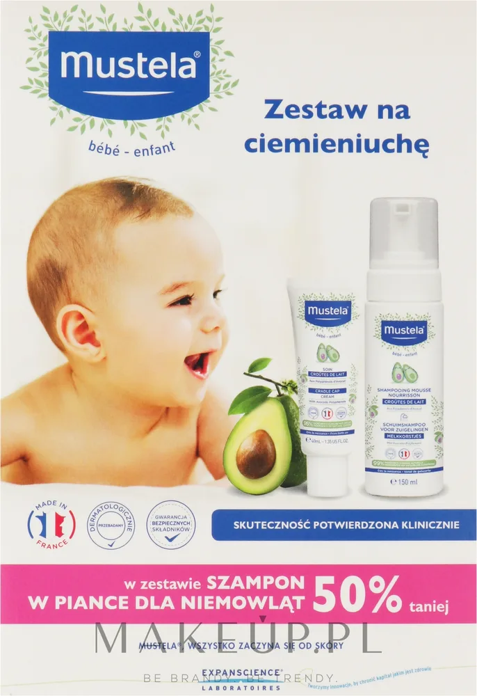 Набор Mustela Bebe пенка-шампунь и крем от себорейных корочек для малышей 150+40 мл