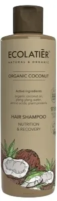 Шампунь для волос Ecolatier Organic Coconut Shampoo восстанавливающий, с кокосовым маслом, 250 мл