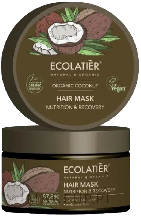 Маска для волос Ecolatier Organic Coconut питательная, для сухих и повреждённых волос, кокос, амла и ниацинамид, объём, 250 мл