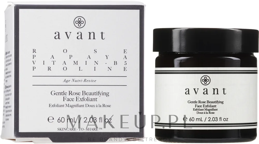 Деликатный розовый пилинг для лица Avant Gentle Rose Beautifying Face Exfoliant с папаином и гликолевой кислотой, 60 мл