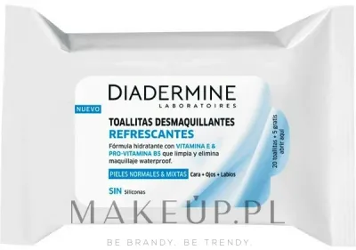 Салфетки для снятия макияжа Diadermine Refreshing Makeup Remover Wipes освежающие, для водостойкого макияжа, 40 шт