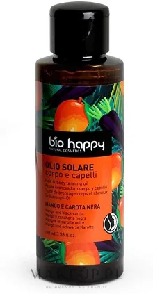 Масло для загара для тела и волос Bio Happy Hair and Body Tanning Oil манго и чёрная морковь 100 мл