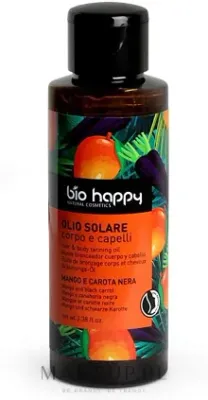 Масло для загара для тела и волос Bio Happy Hair and Body Tanning Oil манго и чёрная морковь 100 мл