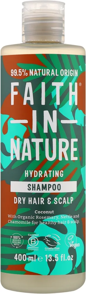 Шампунь для нормальных и сухих волос Faith In Nature Coconut Hydrating Shampoo Кокос, органический, увлажняющий, 400 мл