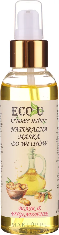 Маска для волос Eco U Choose Nature натуральная, блеск и гладкость, кунжут, авокадо и арган, веганская, 125 мл