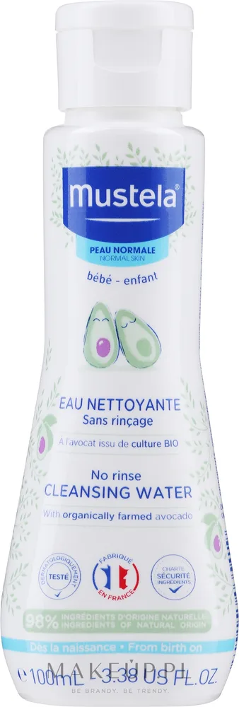 Мицеллярная вода для лица и тела Mustela Cleansing Water No-Rinsing With Avocado детская, с экстрактом авокадо, 500 мл / 750 мл
