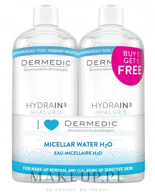 Набор мицеллярной воды Dermedic Hydrain 3 с гиалуроном и мочевиной 2x500 мл