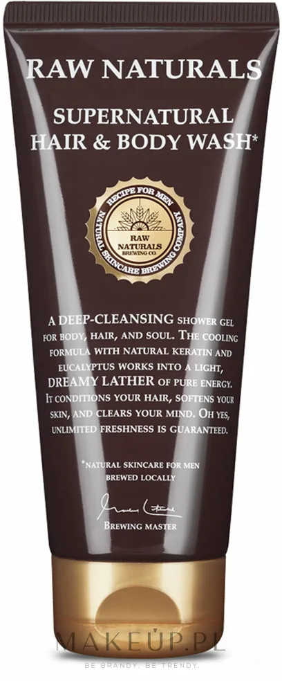 Очищающий гель для душа для тела и волос Recipe For Men RAW Naturals Supernatural Hair & Body Wash, 200 мл