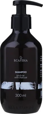 Шампунь для волос Scandia Cosmetics Shampoo с берёзовым дёгтем и активированным углём, 300 мл