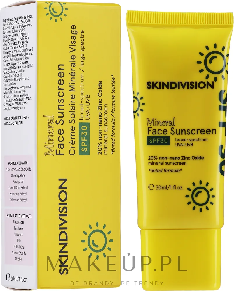 Крем для лица солнцезащитный SkinDivision Face Sunscreen SPF30 минеральный 30 мл