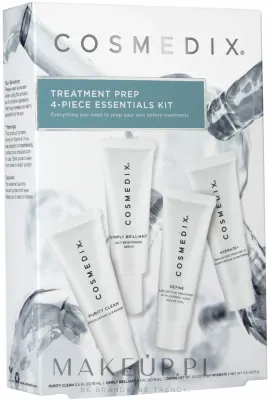 Cosmedix Treatment Prep набор дорожный из 4 средств: крем солнцезащитный SPF 17 15 мл, сыворотка антивозрастная 15 мл, сыворотка осветляющая 15 мл, средство очищающее 15 мл