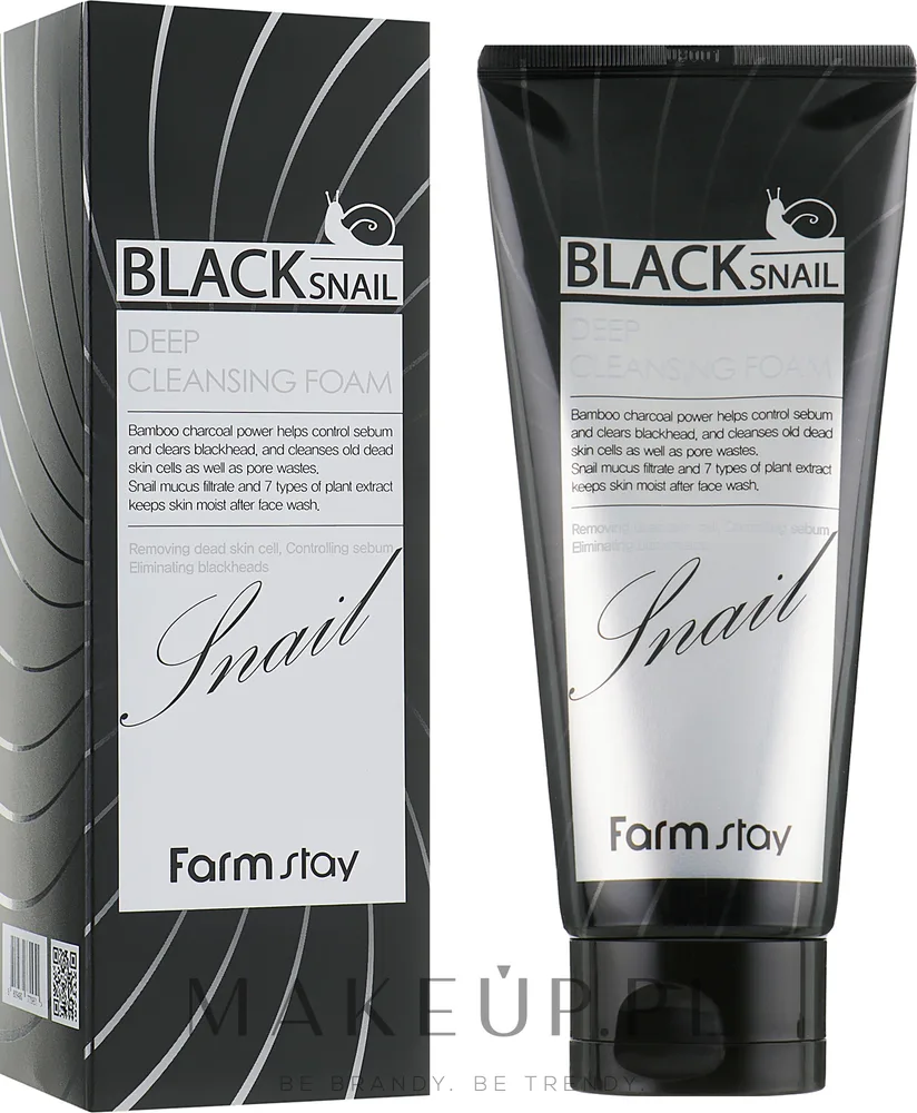 FarmStay Black Snail Deep Cleansing Foam пенка для умывания с муцином улитки 180 мл, глубокое очищение пор, с углём