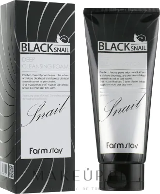 FarmStay Black Snail Deep Cleansing Foam пенка для умывания с муцином улитки 180 мл, глубокое очищение пор, с углём