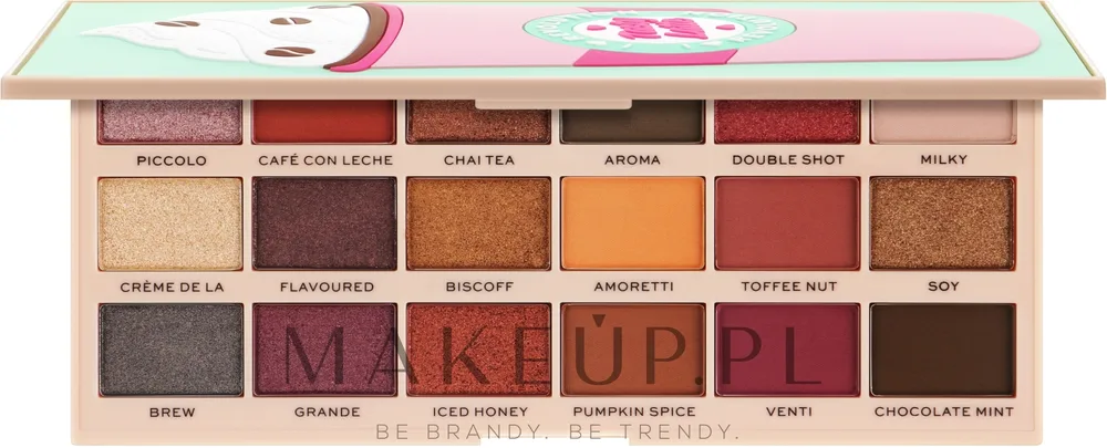 Палетка теней для век I Heart Revolution Tasty Latte Eyeshadow Palette, 18 оттенков, матовые, сатиновые и мерцающие, 22 г