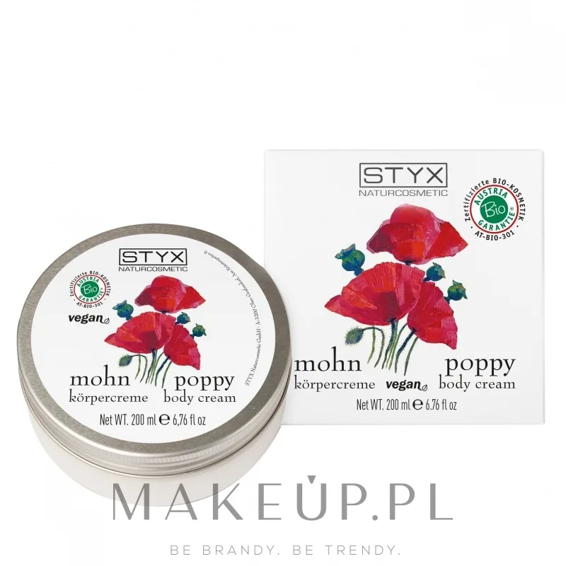 Крем для тела Styx Naturcosmetic Mohn Poppy увлажняющий с маслом мака 50 мл или 200 мл