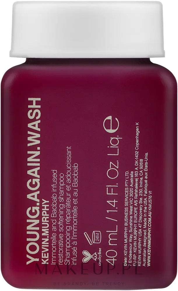 Шампунь для волос Kevin.Murphy Young.Again.Wash укрепляющий, для длинных волос, миниатюра, 40 мл