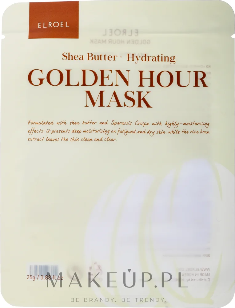 Elroel Golden Hour Mask Shea Butter Hydrating — увлажняющая тканевая маска для лица с маслом ши, 25 г