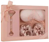 Набор Crystallove Rose Quartz Home SPA роллер из розового кварца шелковая маска для глаз и 4 резинки для волос — фото 1