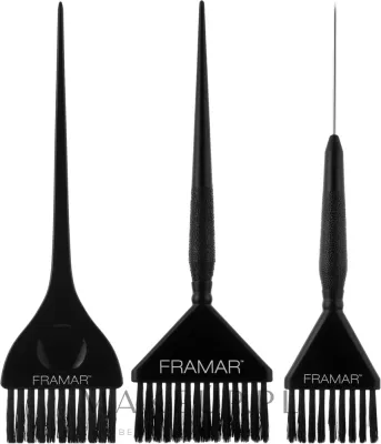 Набор кистей для окрашивания волос Framar 3 Piece Color Brush Set разной ширины, чёрный, 3 шт