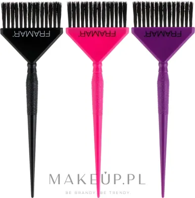 Набор кистей для окрашивания волос Framar Big Daddy Brush Set, чёрный, розовый, фиолетовый, 3 шт