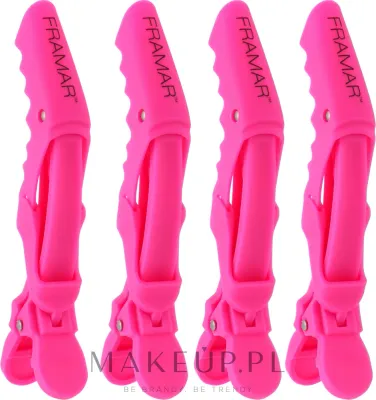 Зажим для волос Framar Rubberized Jaw Clip с резиновым покрытием, розовый, 4 шт