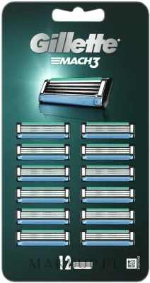Сменные кассеты для бритвы Gillette Mach 3 Blades мужские, три лезвия, смазывающая полоска, 12 шт