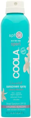 Coola Sunscreen SPORT спрей для тела солнцезащитный без запаха SPF 50 177 мл, Unscented, водостойкий, для спорта
