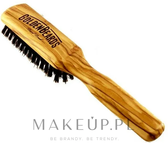 Щётка для бороды Golden Beards Beard Brush с натуральной щетиной кабана, из оливкового дерева, 20 см