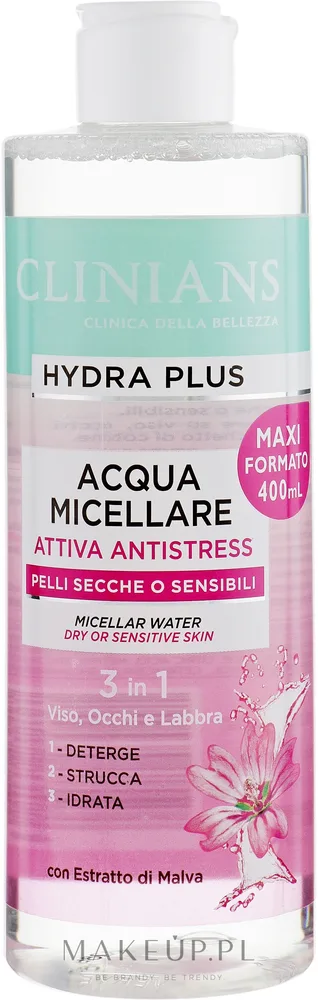 Clinians Hydra Plus Attiva Antistress мицеллярная вода для лица с экстрактом мальвы 400 мл