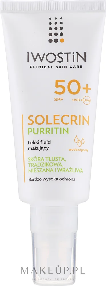 Лёгкий матирующий флюид Iwostin Solecrin Purritin Light Matting Fluid SPF 50+ для жирной кожи