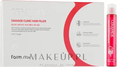 Питательный филлер в ампулах для сухих волос и кожи головы FarmStay Ceramide Damage Clinic Hair Filler, 10 ампул по 13 мл