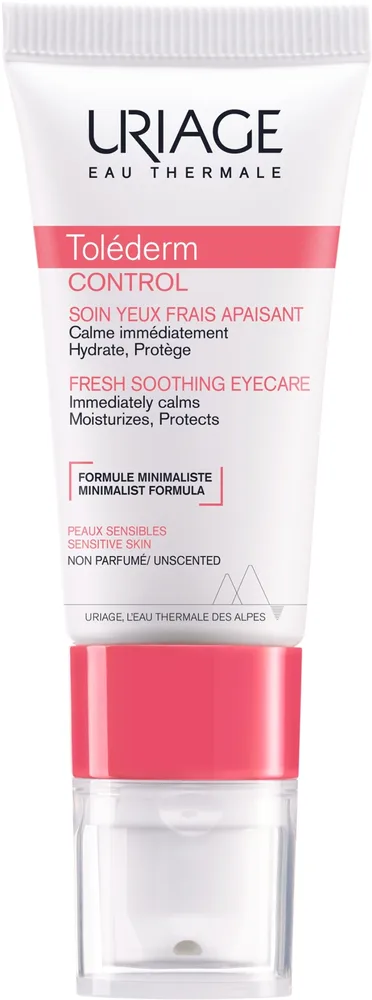 Uriage Tolederm Control Fresh крем для кожи вокруг глаз успокаивающий 15 мл, уход для чувствительной кожи век, сквалан и гидролизованный альгин