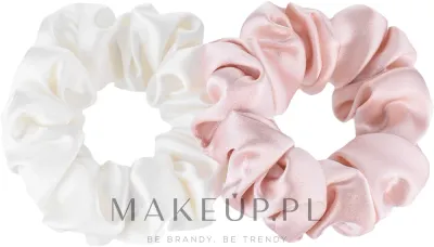 Набор резинок-скранчи для волос MAKEUP Midi из натурального шёлка, белая и розовая, две штуки