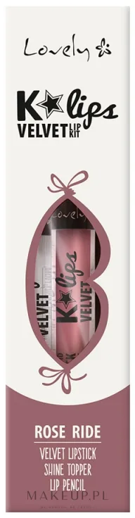 Набор для губ Lovely K'Lips Velvet жидкая помада карандаш и топпер с жожоба и гиалуроном, оттенок 1 - Rose Ride