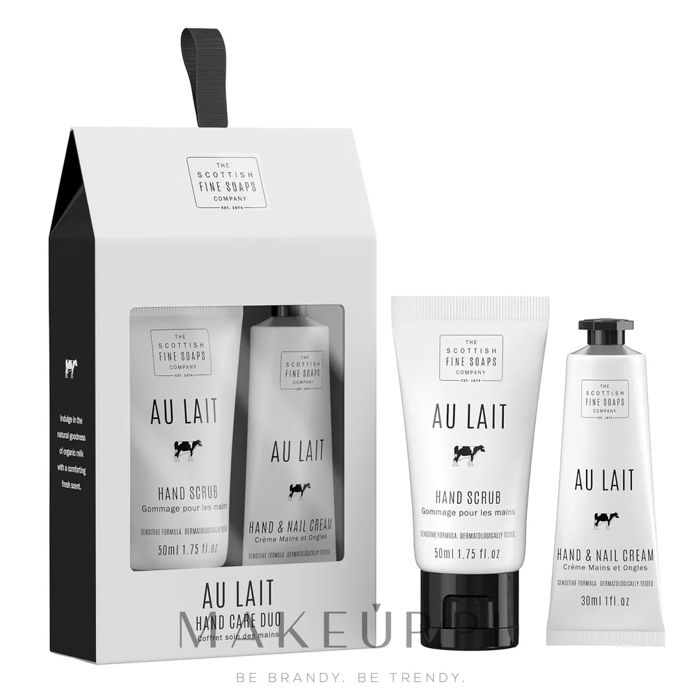 Набор для рук Scottish Fine Soaps Au Lait скраб и крем с маслом ши миндалем и оливой 50+30 мл