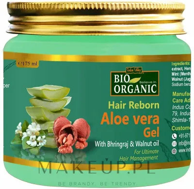 Гель для волос Indus Valley Bio Organic Hair Reborn Aloe Vera Gel с алоэ вера, для кожи головы, 175 мл