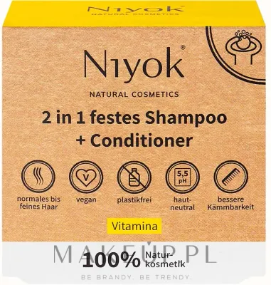 Твёрдый шампунь и кондиционер для волос Niyok 2in1 «Vitamin», 2 в 1, для всех типов волос, 80 г
