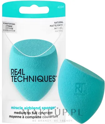 Спонж для макияжа Real Techniques Miracle Airblend Sponge, каплевидной формы, синий, 1 шт