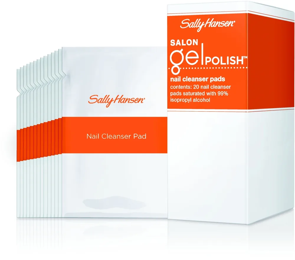 Салфетки для очищения ногтей Sally Hansen Salon Gel Polish Nail Cleanser для подготовки и завершения маникюра, 20 шт