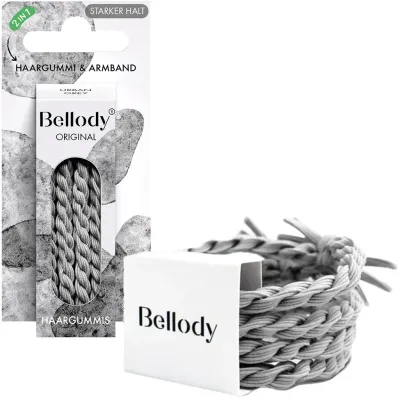 Резинки для волос Bellody Original Hair Ties серые, плетёные, 4 шт