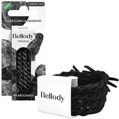 Резинка для волос Bellody Original Hair Ties, classic black, плетёная, 4 шт