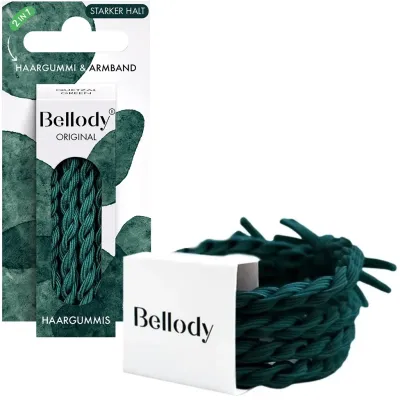 Резинка для волос Bellody Original Hair Ties, quetzal green, плетёная, 4 шт