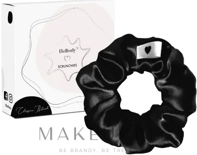 Резинка для волос Bellody Original Silk Scrunchie шёлковая, classic black, из шёлка тутового шелкопряда, 1 шт