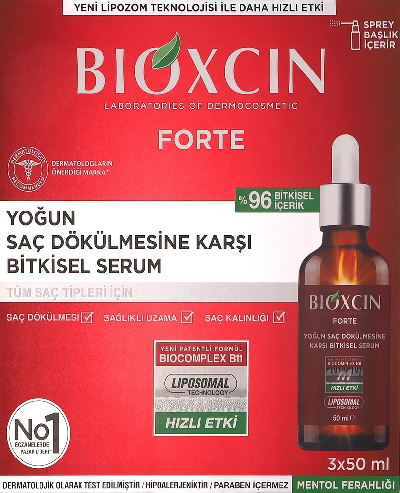 Сыворотка против интенсивного выпадения волос для мужчин Bioxcin Forte Herbal Serum For Intensive Hair Loss, 3 x 50 мл
