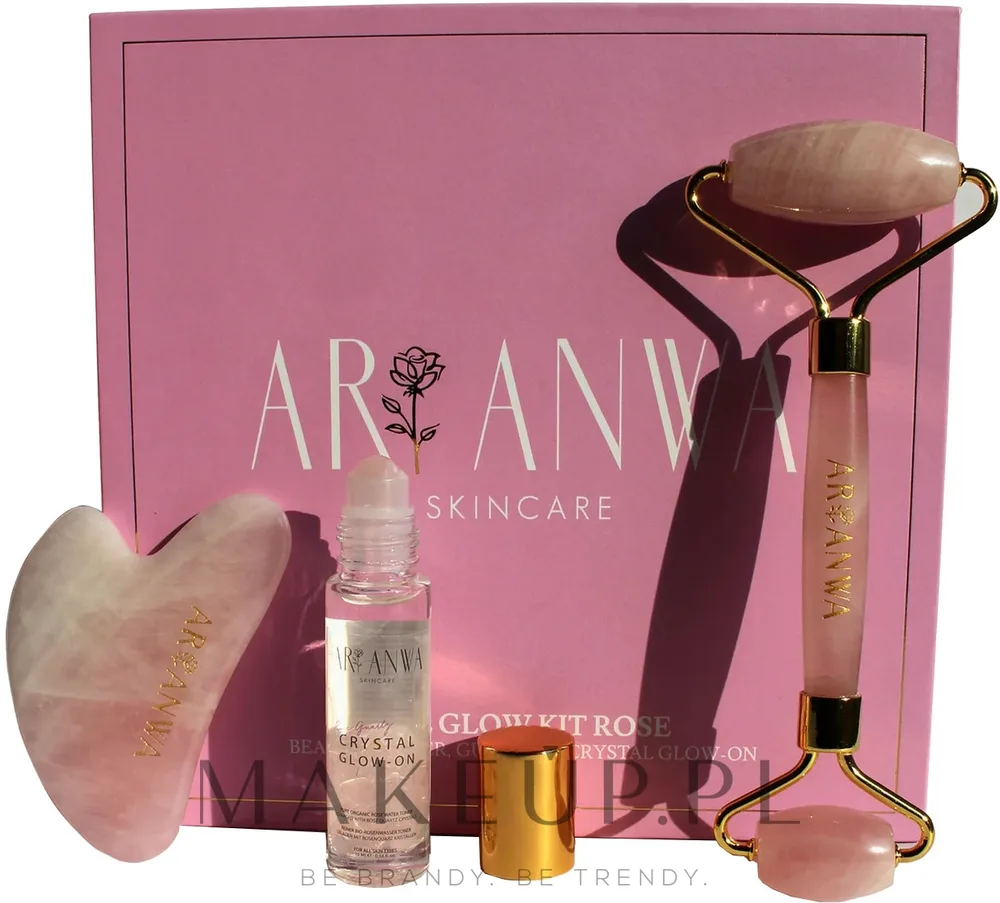 Набор ARI ANWA Skincare The Glow Kit Rose розовая вода 10 мл роллер из розового кварца и скребок гуаша