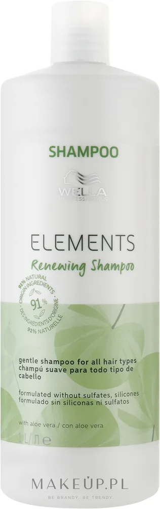 Шампунь восстанавливающий для всех типов волос Wella Professionals Elements Renewing Shampoo с алоэ, 1000 мл