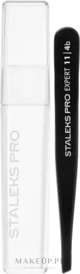 Пинцет для бровей Staleks Pro TE-11/4b скошенный, чёрный, 1 шт